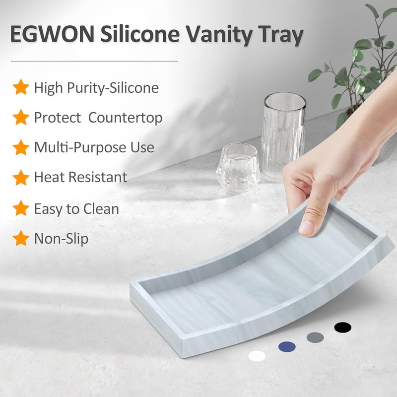 EGWON Bathroom Vanity Tray,Thick Original Silicone Soap Dispenser Tray, Shatterproof Toilet Tank Tray Vanity Tray for Dresser Tops,Bathroom for Perfume,Soap Bottle - Image 2